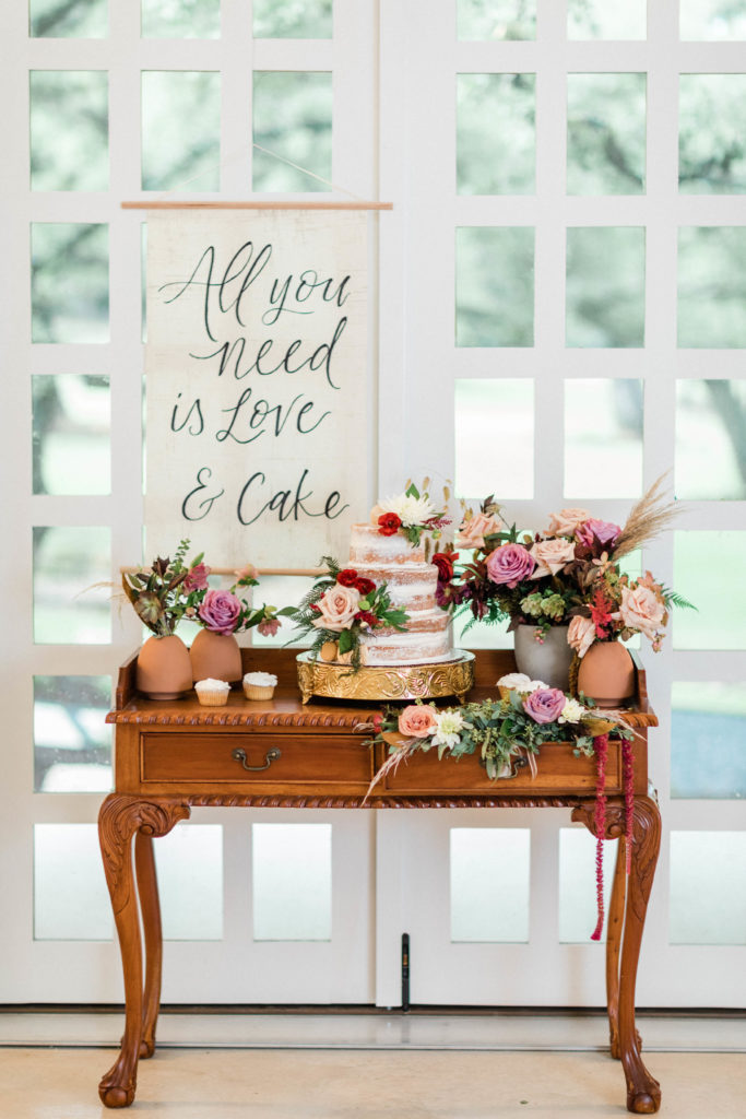 Wedding Cake table with sign