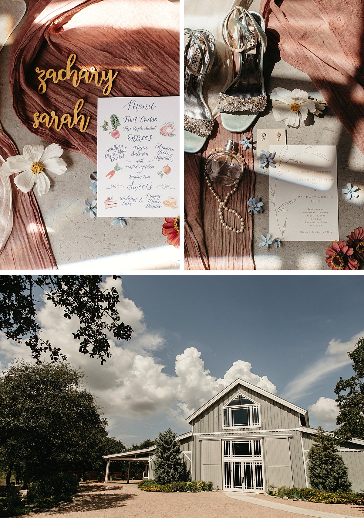 Outdoor wedding ceremony at The Addison Grove | Owl & Envelope | Custom Wedding Stationery and Signage | fall wedding, colorful fall wedding, The Addison Grove | via owlandenvelope.com