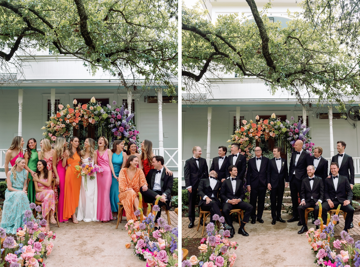 Colorful Backyard Wedding at Mattie's in Austin | Statement Seating Chart with Custom Day of Details | Owl & Envelope